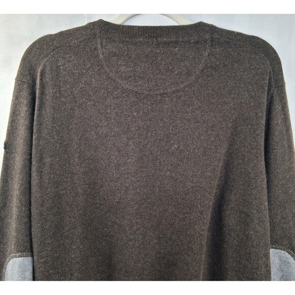 Lincs David Chu Men's Sweater Cotton Cashmere Elbow Patch Crew Neck Size L - Picture 10 of 16